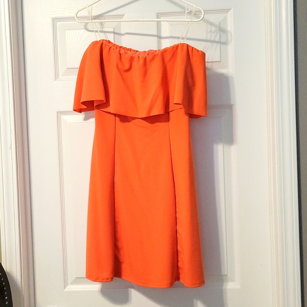 Off the Shoulder Ruffled Orange Dress Size Medium